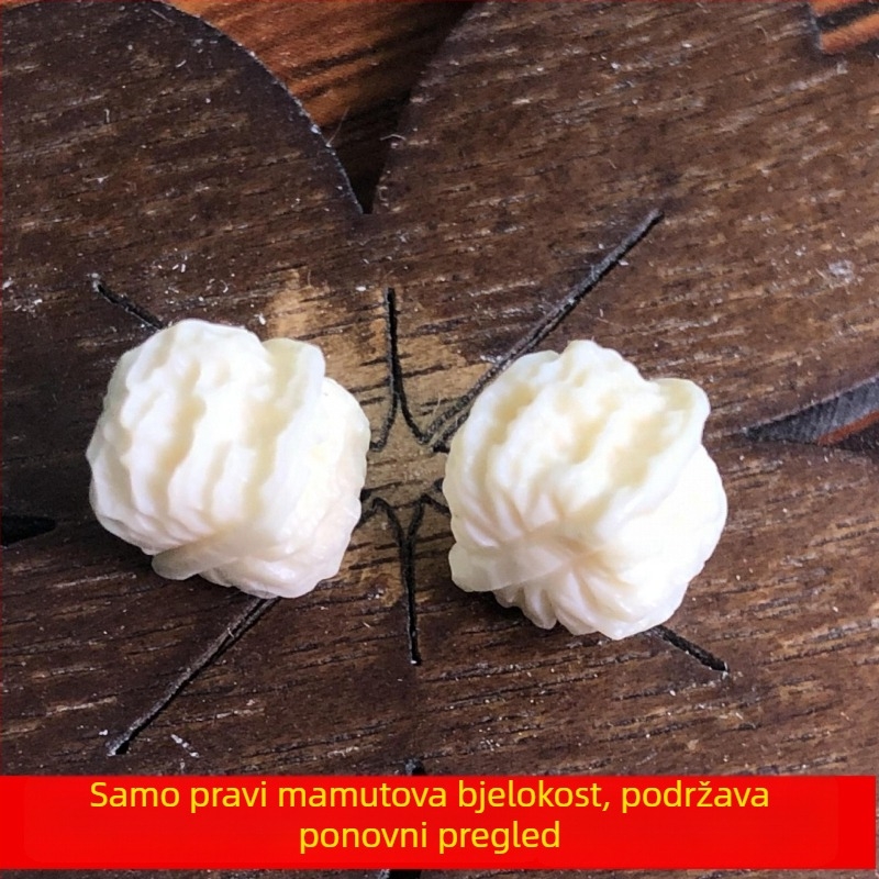 Prirodni mamutski slonovinski nakit s dijelovima od orašastog drveta i dijamantnim perlama, duljina 10 cm