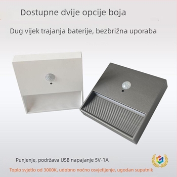 Noćna svjetiljka sa senzorom pokreta za hodnik i stepenice, magnetska ugradnja i pametno punjenje