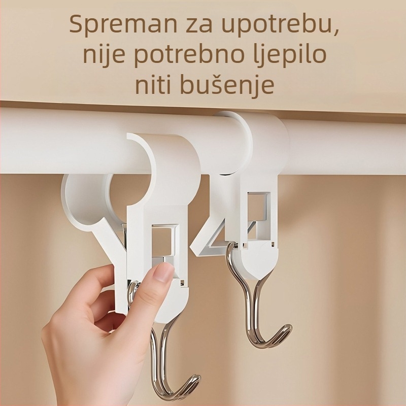 Dvostruki višefunkcionalni klips-začep za vješanje ili pričvršćivanje, kuhinja i kupaonica, bez bušenja, plastični S-kuka
