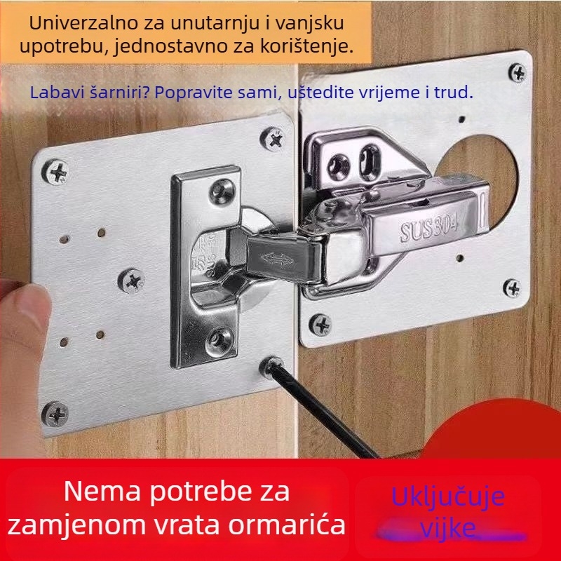 Univerzalni set za popravak šarki od nehrđajućeg čelika za drvena vrata ormara i garderoba