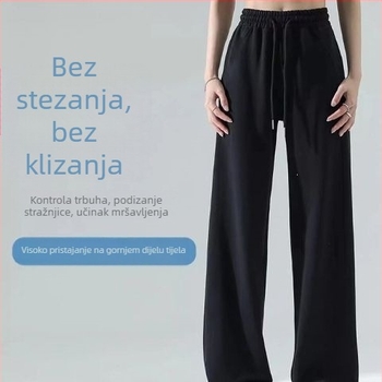 Ženske ljetne široke hlače s visokim strukom, opuštenog ravnog kroja, svakodnevne sportske hlače od viskoze