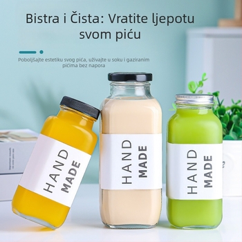 Staklene boce s osmerokutnim kvadratnim oblikom za sokove, jogurt i napitke; višefunkcionalne boce za mliječni čaj, Cold Brew kavu i vino.