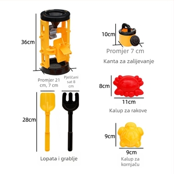 Veliki debeli klepsidra pijesak set za djecu, plastične plažne igračke