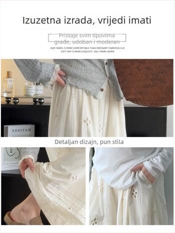 Pantalone širokih nogavica u kajsijevoj boji s prorezima i čipkastim panelima, visokim strukom, lagani za ljeto