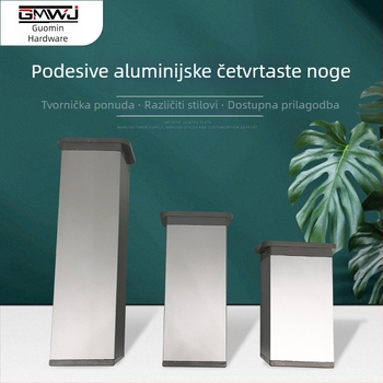 Prilagodljive četvrtaste nogice od aluminijske legure, 40x40 mm, za namještaj i kupaonske ormariće