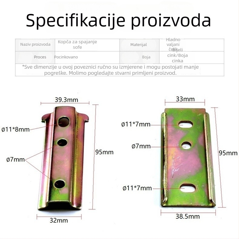 9,5 cm kauč konektor s kopčom — modularni komad za sklapanje i rastavljanje namještaja