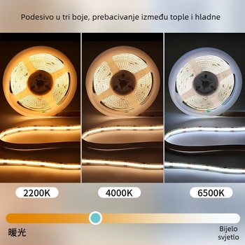 COB LED traka, 608 LED, dvostruka temperatura boje i RGB promjena boje, samoljepljiva fleksibilna traka, 24V napajanje