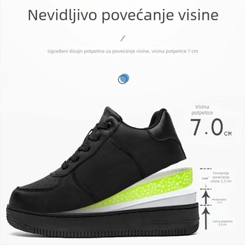 Unisex kožne tenisice s platformom i skrivenim povećanjem visine, crne, casual tenisice