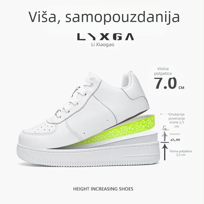 Unisex kožne tenisice s platformom i skrivenim povećanjem visine, crne, casual tenisice