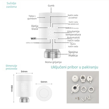 WiFi/ZigBee pametan termostatski ventil za radijator s Tuya daljinskim upravljanjem