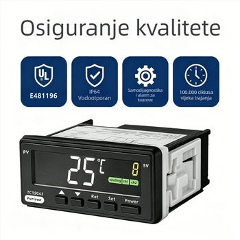 TC150A3 regulator temperature za hlađenje i grijanje, dvostruki način rada, montaža na panel, digitalni prikaz