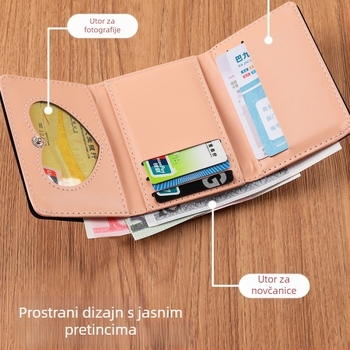 Sklopivi novčanik s motivom zeca, velik kapacitet za kartice, trostruki pretinac za novac