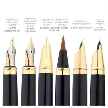 Eternal Life šestokomponentni set fontanskih olovaka za kaligrafiju, metalno kućište, zamjenjiva mastilo vrećica, uredsko pisanje