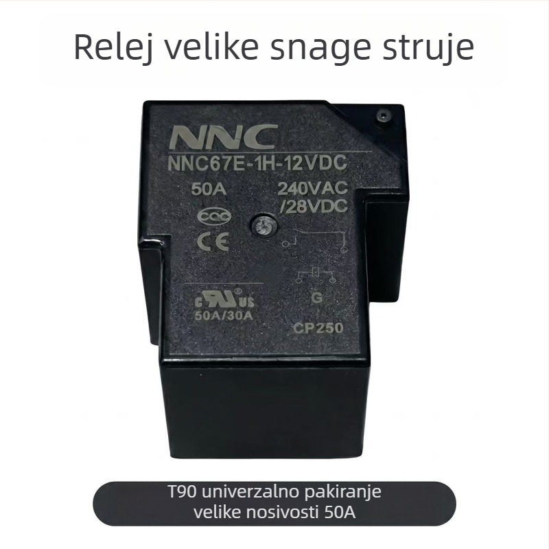NNC67E-1H-12VDC Visokonaponsko PCB rele 50A, certificirano CQC/UL/CE, T90