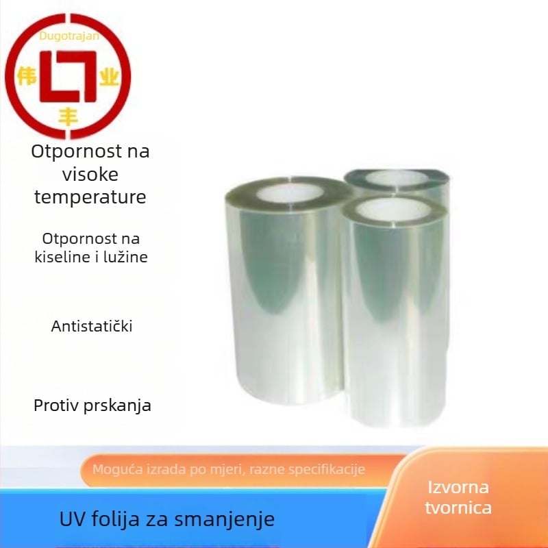 UV zaštitni film za rezanje PCB-a, PET osnova, debljina 0.125 mm, širina 300 mm, duljina 100 m, UV ljepilo, UV film serija, visoka prozirnost, viskoznost visoka