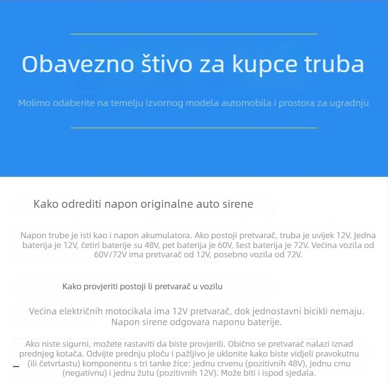 12V univerzalni klaxon za motocikl s dvostrukim tonom (visoki i niski), vodootporan i izdržljiv