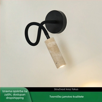 Žuta travertinska zidna lampa za studijsku sobu, wabi-sabi stil, podesiva