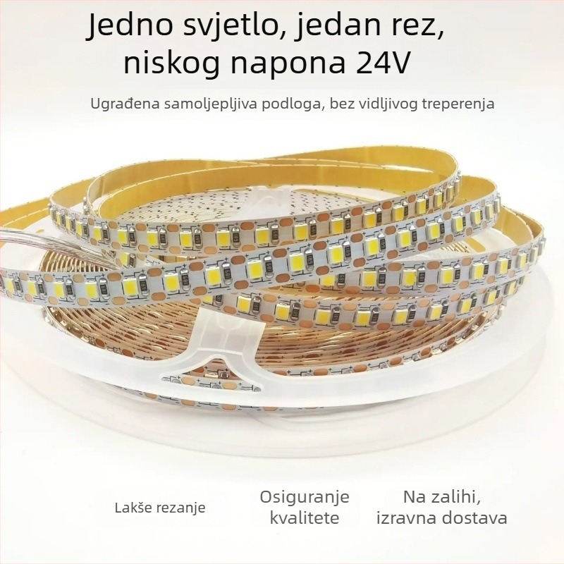 LED traka 24V sa 120 LED, SMD2835, topla bijela, samoljepljiva, unutarnje dekorativno osvjetljenje