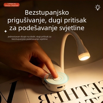 USB punjiva stolna lampa s klipsom, dvostruka upotreba, nježna LED svjetlost za zaštitu očiju, noćna svjetiljka za čitanje i učenje
