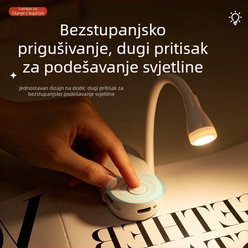USB punjiva stolna lampa s klipsom, dvostruka upotreba, nježna LED svjetlost za zaštitu očiju, noćna svjetiljka za čitanje i učenje
