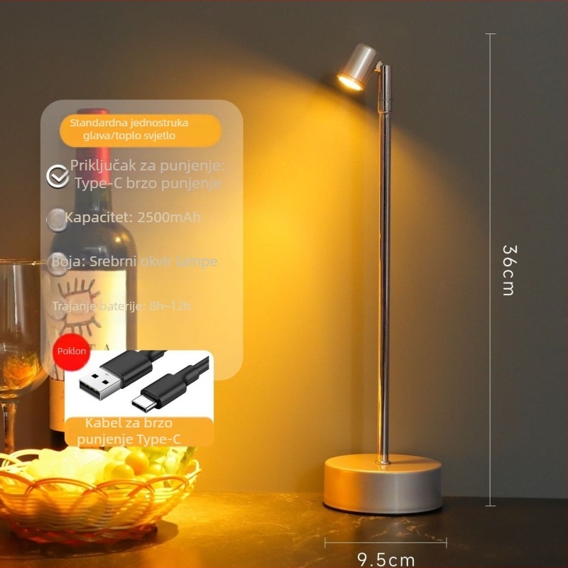 Bar stolna lampa s ambijentalnim svjetlom za vanjske restorane, noćna svjetiljka, dekorativni reflektor za noćno tržište