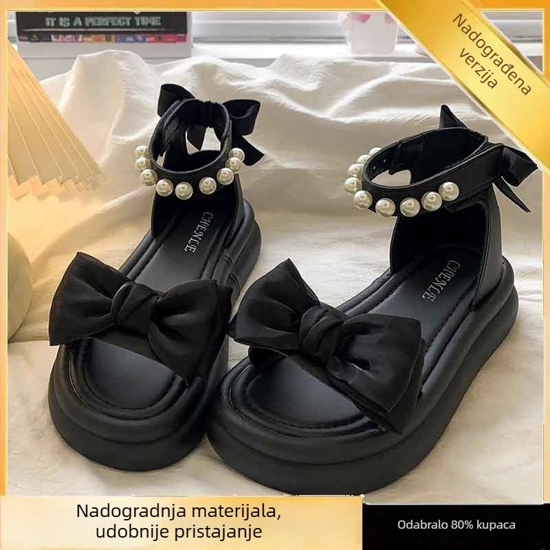 Dječje anti-slip rimske sandale za djevojčice, mekana podloga, otvoreni vrh, mašna s leptirima, ljetne sandale za princeze koje se slažu s haljinama