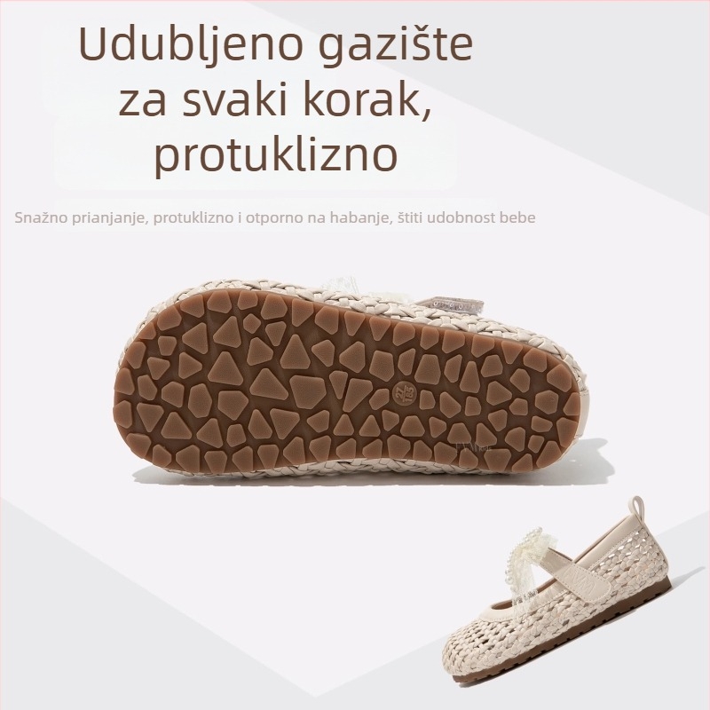 Princeške sandale za djevojčice, rimski stil, ljeto 2026, plažne cipele s zatvorenim prstom