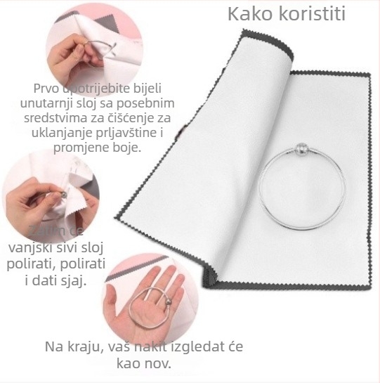 Četverostruki polirni ubrus za srebro za nakit, dvostrano mikrovlakno, veličina 16×25 cm, moguć otisak logotipa
