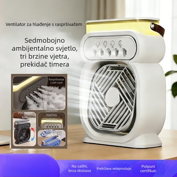 Mini USB stolni ventilator s raspršivačem i noćnim svjetlom, prenosni višenamjenski ventilator za hlađenje