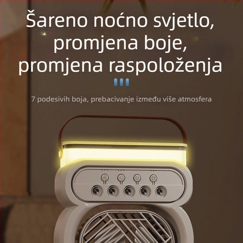 Mini USB stolni ventilator s raspršivačem i noćnim svjetlom, prenosni višenamjenski ventilator za hlađenje