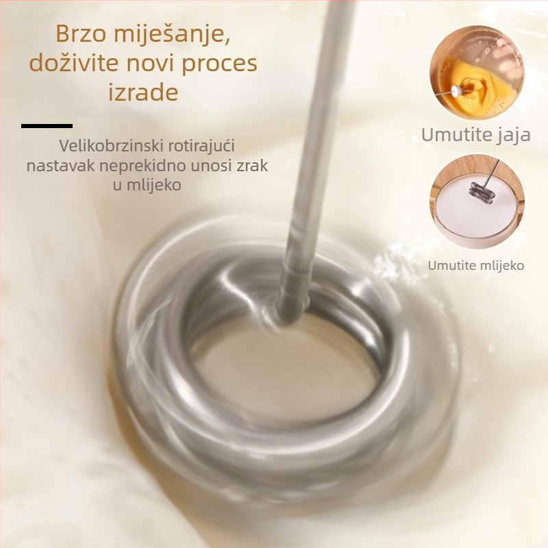 Električni naparivač mlijeka za kavu, bežični ručni mini frother – udoban i brz.