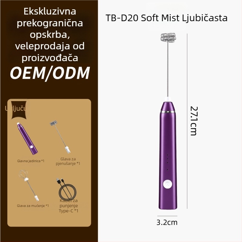 Električni naparivač mlijeka za kavu, bežični ručni mini frother – udoban i brz.