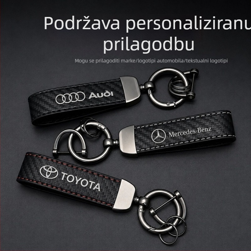 Visokokvalitetni ključ automobila s karbonskim uzorkom, od cinkovog legura, kompatibilan s logom automobila