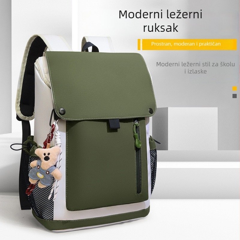 Ruksak u japanskom stilu workwear s bojom blok dizajnom, Mori-inspiriran studentski ruksak za svakodnevnu upotrebu i putovanja