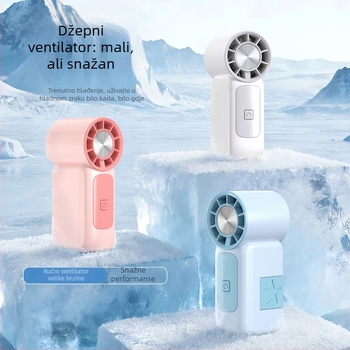 Prenosni ručni mini ventilator s USB punjenjem, snažan protok zraka, 5 lopatica, ugrađena baterija