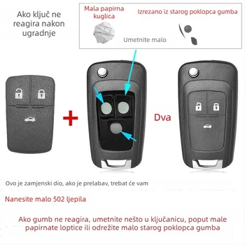 Kućište daljinskog ključa Buick Excelle (2015–2021), zamjena oštećenih tipki
