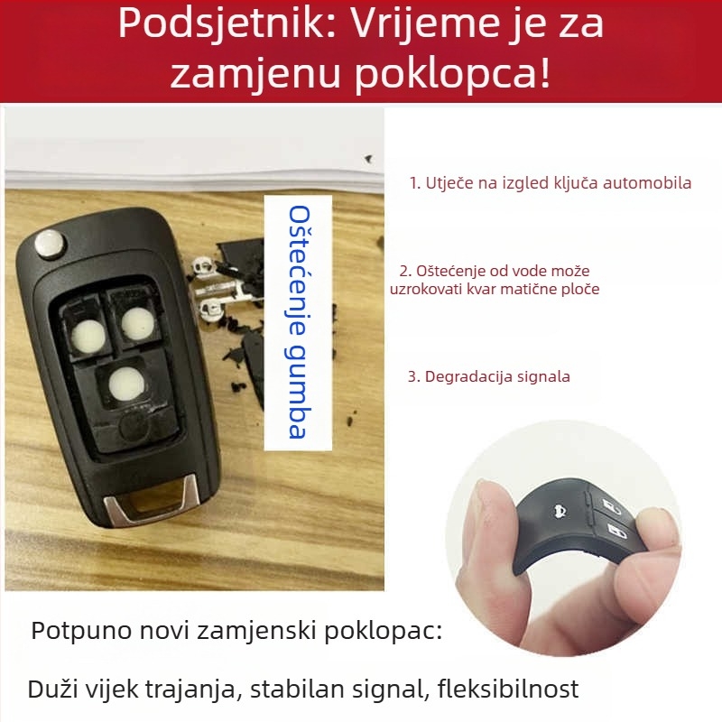 Kućište daljinskog ključa Buick Excelle (2015–2021), zamjena oštećenih tipki
