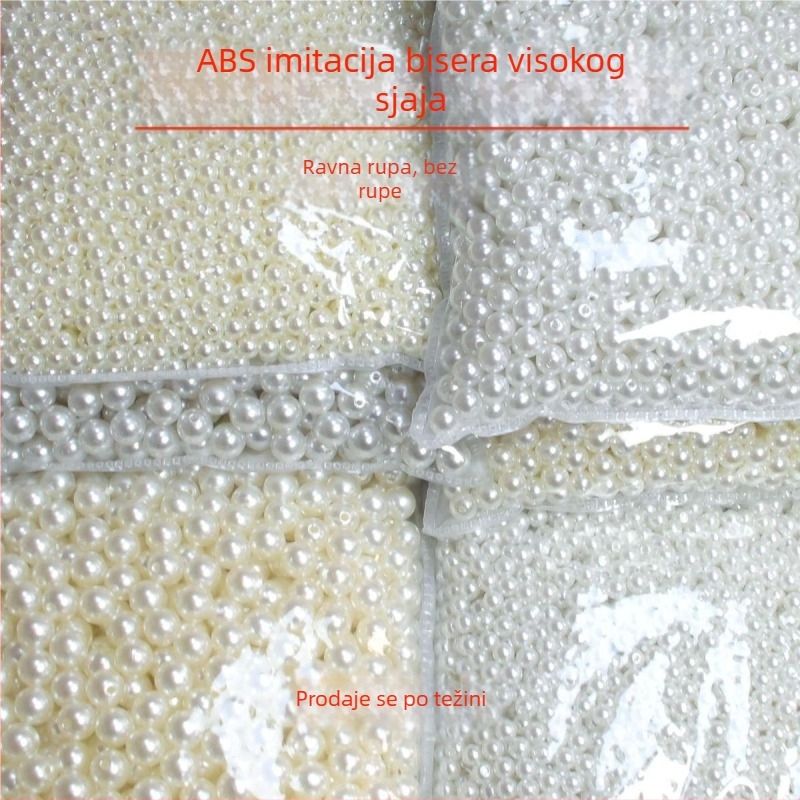 ABS sjajne imitacije bisera, slobodne perle s pravom rupom, ručno izrađeni DIY dodaci za nakit i odjeću, plastične/smole perle