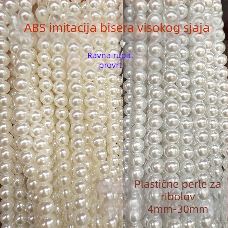 ABS sjajne imitacije bisera, slobodne perle s pravom rupom, ručno izrađeni DIY dodaci za nakit i odjeću, plastične/smole perle