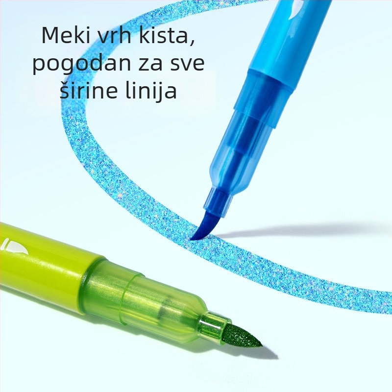 Deli set markera s mekanim vrhovima i finim prahom, višebojan, velik kapacitet, prijenosno za crtanje i graffiti