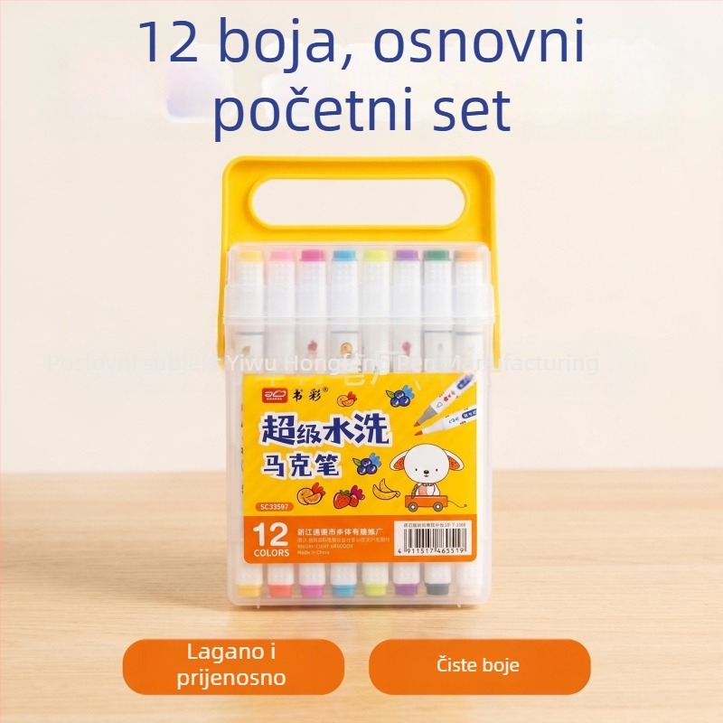 Book Color dvostruko glavne markere s trokutastim tijelom, vodno-bazirani, ne prolije boju i mogu se slojevito nanositi, sklopivi crtajući marker, 6 mm debljina linije, set od 48 boja
