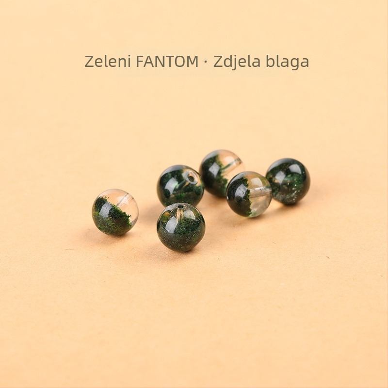 Prirodne zelene Green Ghost kristalne perle za DIY nakit, kružne 10 mm, razdjelne perle