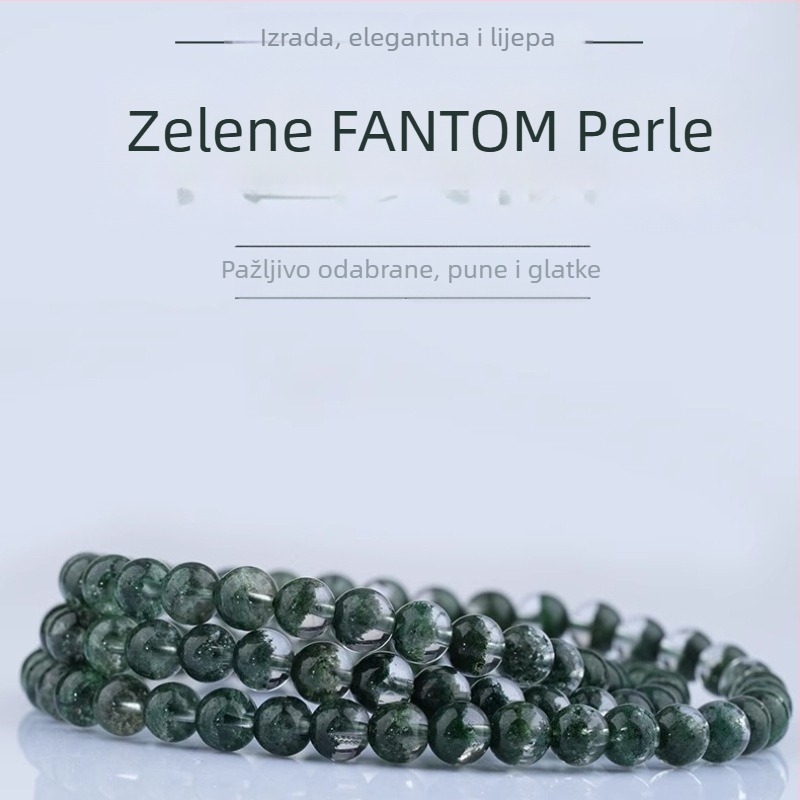 Prirodne zelene Green Ghost kristalne perle za DIY nakit, kružne 10 mm, razdjelne perle