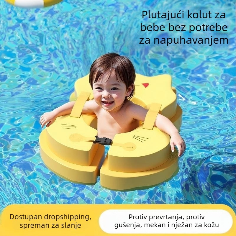 Dječji plivački prsten bez nadutosti, ispod pazuha, protiv gušenja, protiv prevrtanja, PVC, crtani uzorak