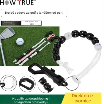 Crni golf brojčnik rezultata s lancem od perlica i dijamantnim sjajem