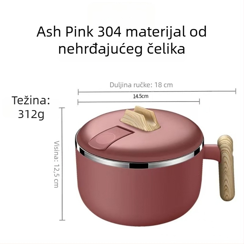 304 nehrđajući čelik zdjela za instantnu nudle, velika zapremina, s poklopcem, odvod, izolirana kutija za ručak