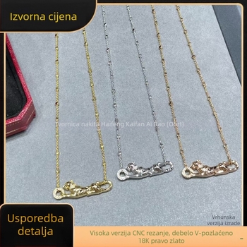 Ogrlica s V-zlatnim premazom i pravim zlatom, CNC obradom, leopard s dijamantnim mrljama, personalizirana hip-hop Cuban lanac, unisex