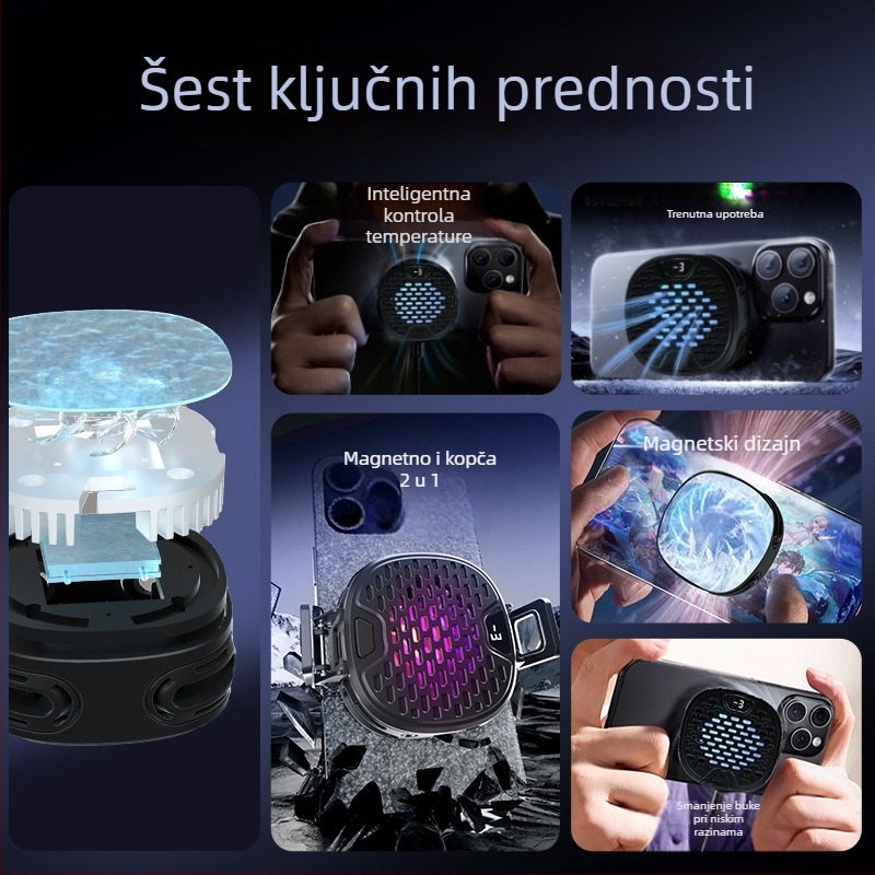Magnetski poluvodički hladnjak za telefon s vodnim hlađenjem, stražnji klips za overklokiranje