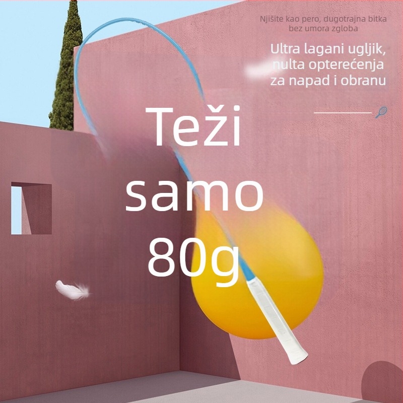 Badminton reketa ultralakih s jedinstvenom karbonskom konstrukcijom, 4U, veliki sweet spot, svijetlo trešnje ružičasta i jasno nebo plava, mogućnost prilagođavanja logotipa