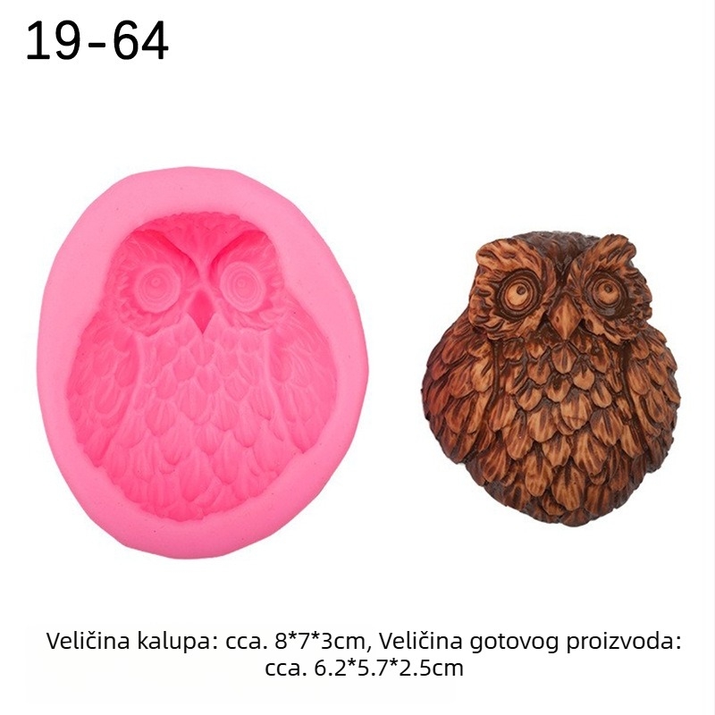 Silikonska kalupa u obliku sove za sapun, čokoladu i ukrašavanje kolača